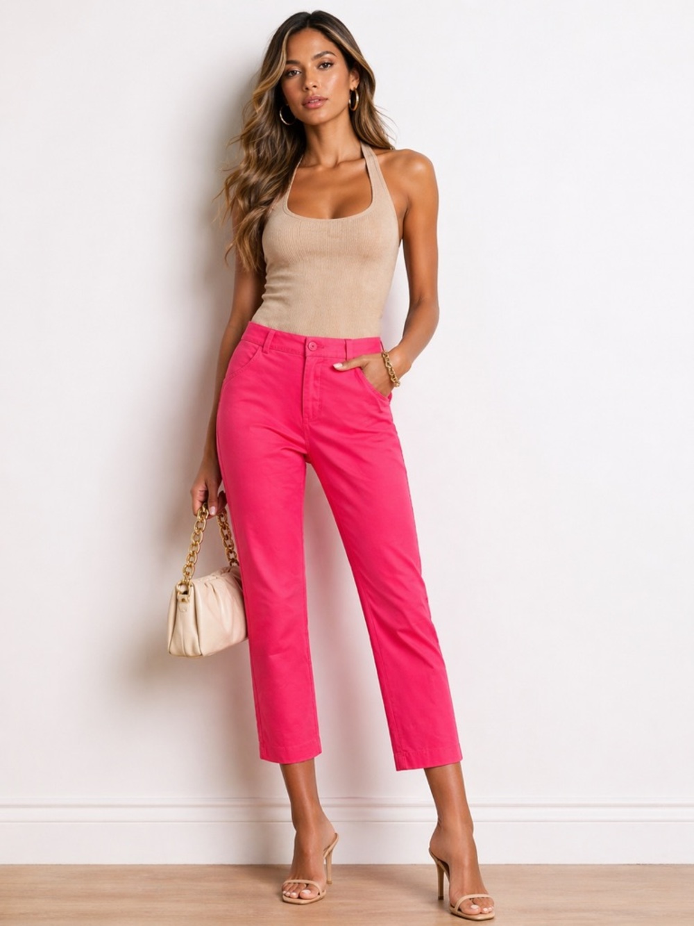 Banana Republic Pink Stretch Ankle Pants – Slim Fit Cropped Trousers Size 8 chic
